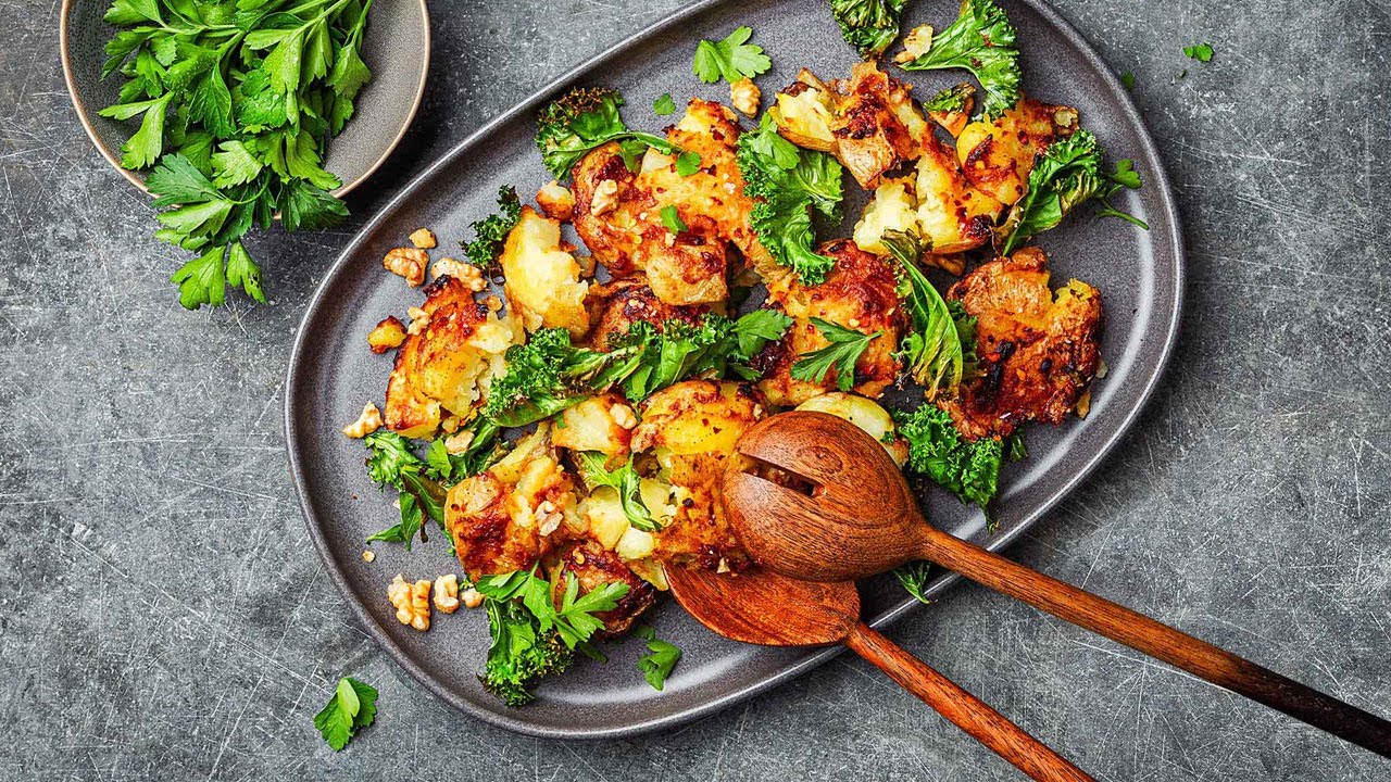 Pommes de terre écrasées au chou frisé